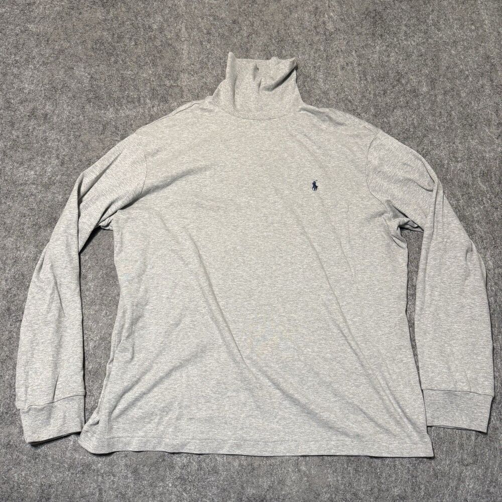 Vintage Polo Ralph Lauren Mens Mock Neck T Shirt Size 2xl Gray Embroidered